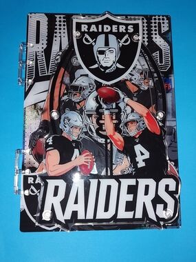 New! A5 NFL Raiders  Decorative Acrylic Shaker Notebook With Paper